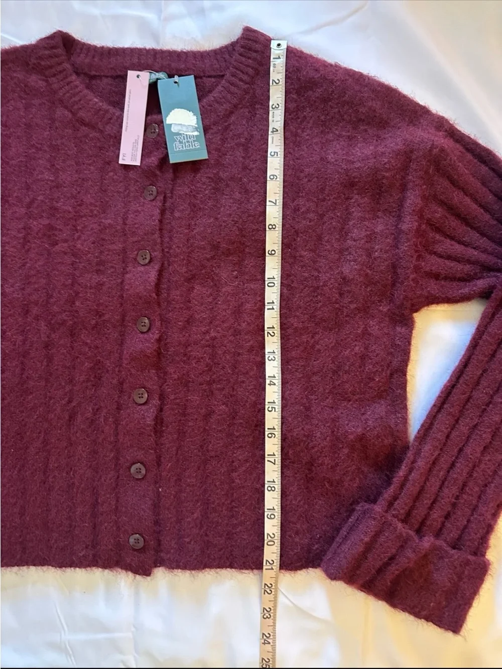 Wild Fable Fuzzy Burgundy Button Down Cardigan Size Large NWT